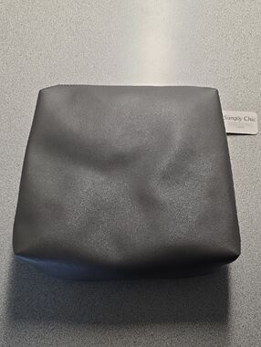 Grey Faux Leather Cosmetic Pouch
